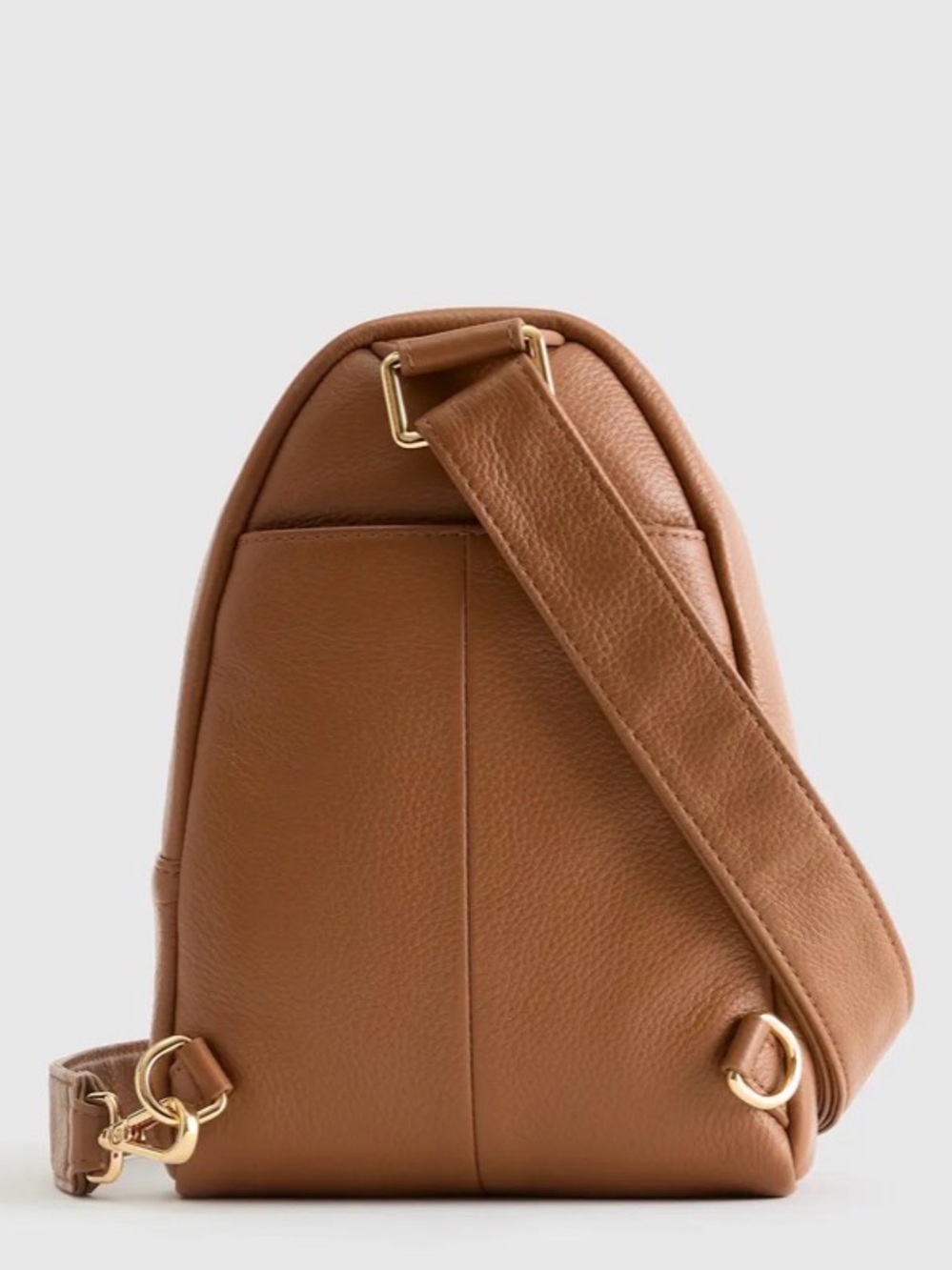 Quince Tan Italian Leather Sling Bag Crossbody Backpack - Picture 6 of 6